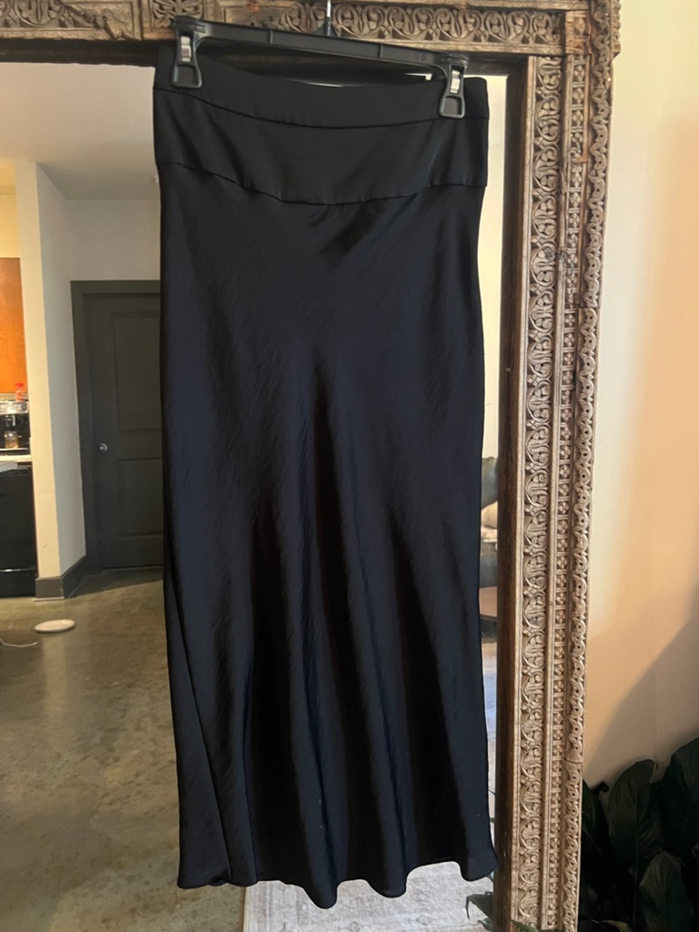 Free People Black Midi Slip Skirt